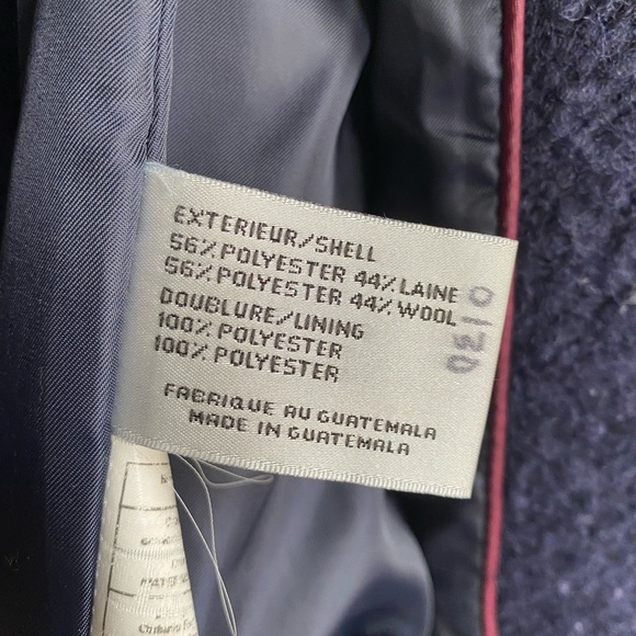 W Sz 8 Oversized DKNY Navy Wool Coat - Picture 3 of 5